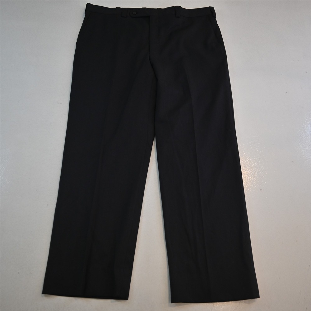 Tom James 38x32 Navy Blue Striped Wool Flat Front Classic Dress Mens Pants